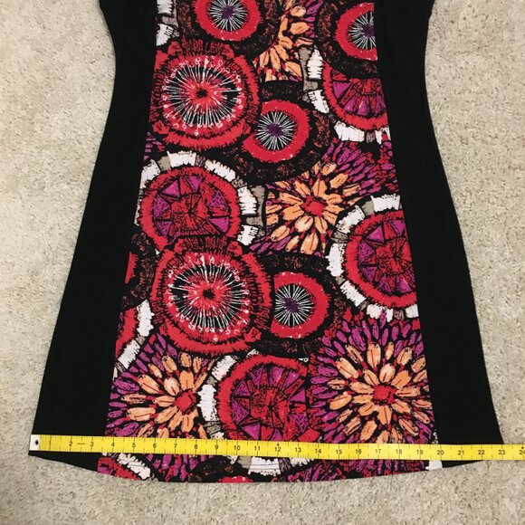 Canadian Clientele Abstract Floral Bohemian Black Trim Mini Dress - Picture 15 of 16